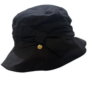 Comhats Womens Black Cloche Style Bucket Hat Adjustable Head And Brim Black